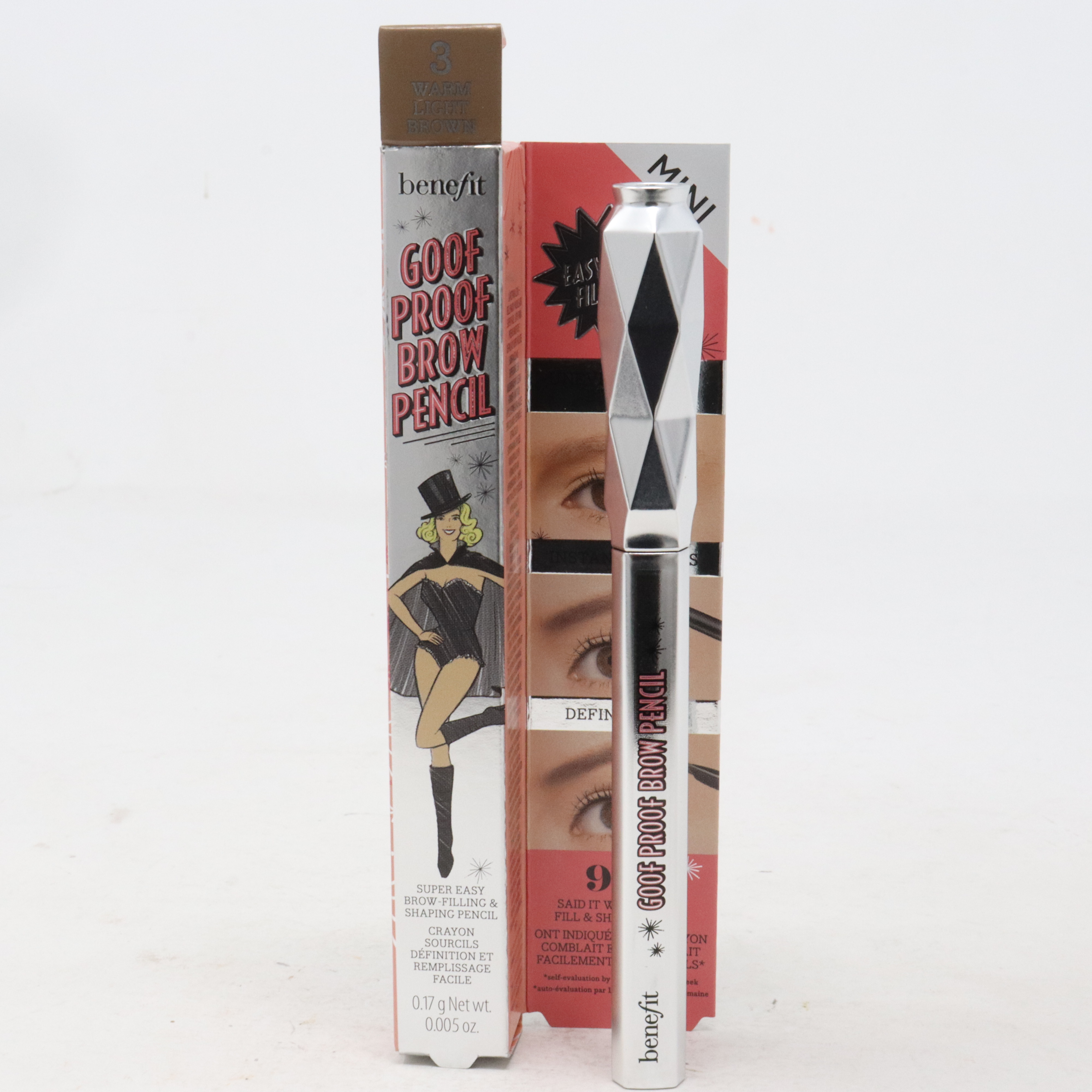 Mini lápiz Benefit Goof Proof para cejas 0,005 oz 3 marrón claro cálido nuevo con caja - Imagen 1 de 1